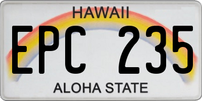 HI license plate EPC235
