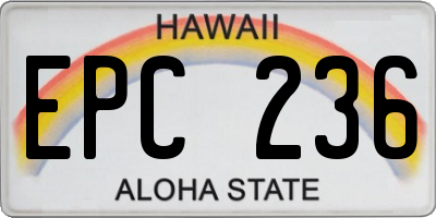 HI license plate EPC236