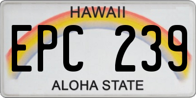 HI license plate EPC239