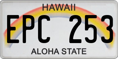 HI license plate EPC253