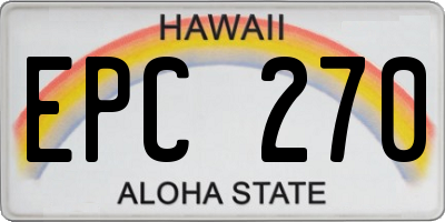 HI license plate EPC270