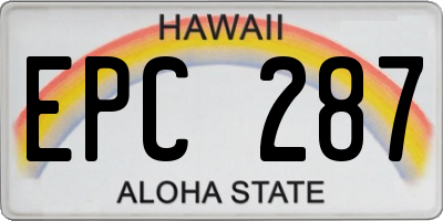 HI license plate EPC287
