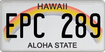 HI license plate EPC289
