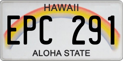 HI license plate EPC291