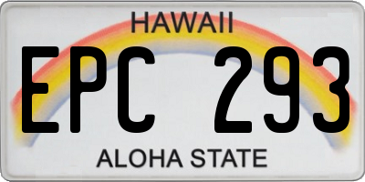 HI license plate EPC293