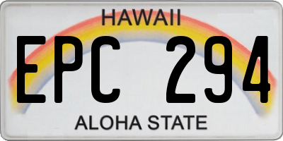 HI license plate EPC294