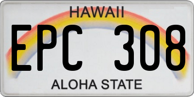 HI license plate EPC308