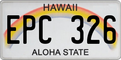 HI license plate EPC326