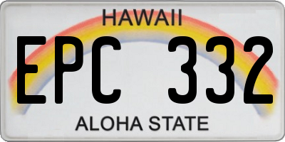 HI license plate EPC332