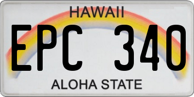 HI license plate EPC340