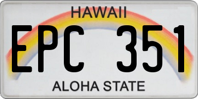 HI license plate EPC351