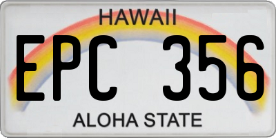 HI license plate EPC356