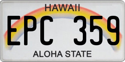 HI license plate EPC359