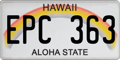 HI license plate EPC363