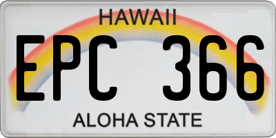 HI license plate EPC366