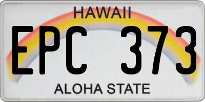 HI license plate EPC373