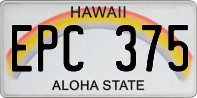 HI license plate EPC375