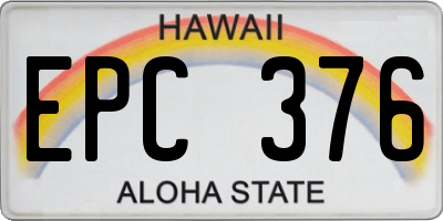 HI license plate EPC376
