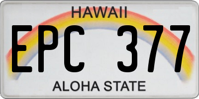 HI license plate EPC377