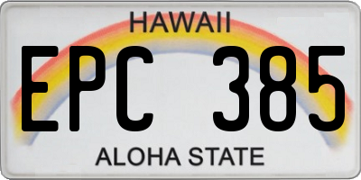 HI license plate EPC385