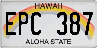 HI license plate EPC387