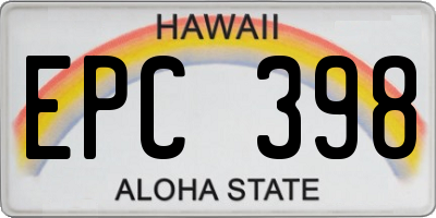 HI license plate EPC398