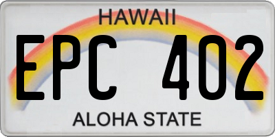 HI license plate EPC402