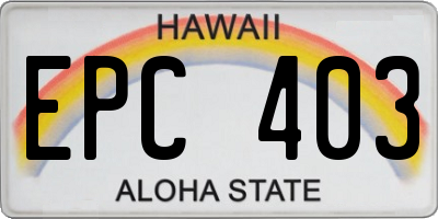 HI license plate EPC403