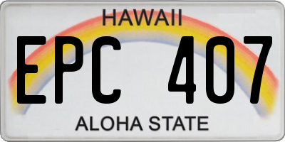 HI license plate EPC407