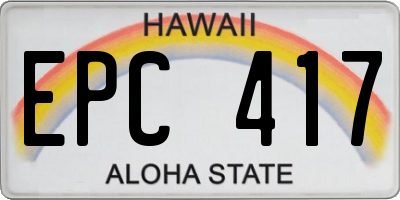 HI license plate EPC417