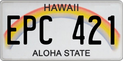 HI license plate EPC421