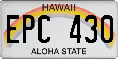HI license plate EPC430