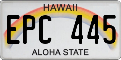 HI license plate EPC445