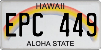 HI license plate EPC449