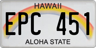 HI license plate EPC451