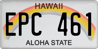 HI license plate EPC461