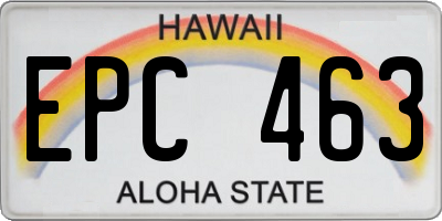 HI license plate EPC463