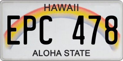 HI license plate EPC478
