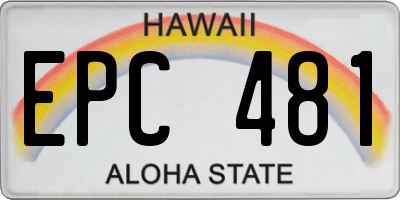 HI license plate EPC481