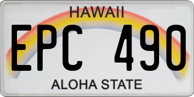 HI license plate EPC490