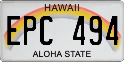 HI license plate EPC494