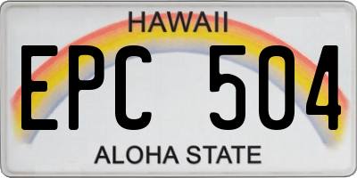 HI license plate EPC504