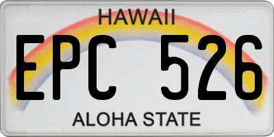 HI license plate EPC526