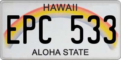 HI license plate EPC533