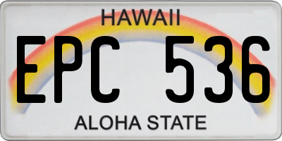 HI license plate EPC536