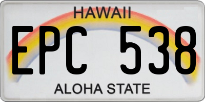 HI license plate EPC538
