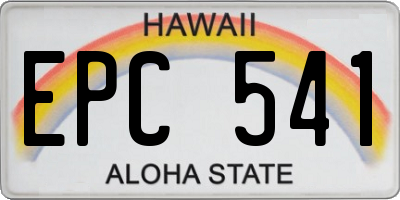 HI license plate EPC541