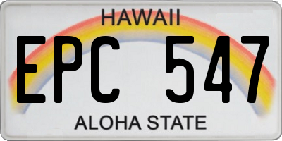 HI license plate EPC547
