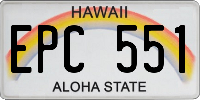 HI license plate EPC551