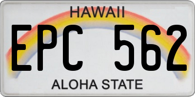 HI license plate EPC562